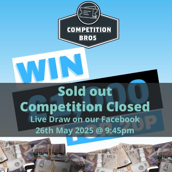 Win £1,000 for just 20p! 26th May Bank Holiday 2025