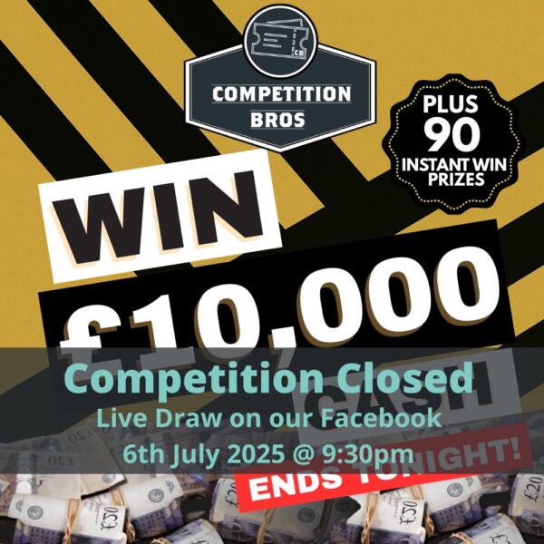£10,000 Cash + £2,500 Instant Wins! July Jackpot!